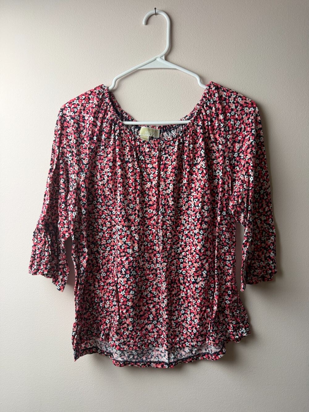 NWOT - Michael Kors Floral Top; Bell Sleeved-- Sz. Lg (prewashed)
